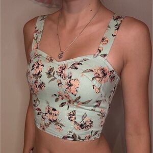Charlotte Russe Y2K Floral Corset Top | Vintage 2000s Zip‑Up Fairy Grunge